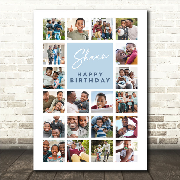 Photo Collage Kids Boys Birthday 20-Photo Personalised Gift Blue Print Or Canvas