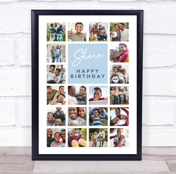 Photo Collage Kids Boys Birthday 20-Photo Personalised Gift Blue Print Or Canvas