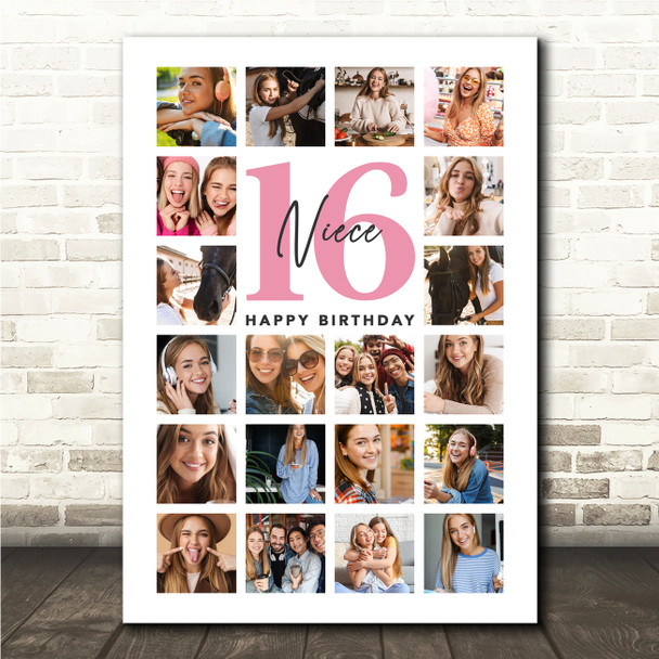 Photo Collage 16th Birthday Personalised Gift For Niece 20-Photo Print Or Canvas Photo Collage 16th Birthday Personalised Gift For Niece 20-Photo Print Or Canvas