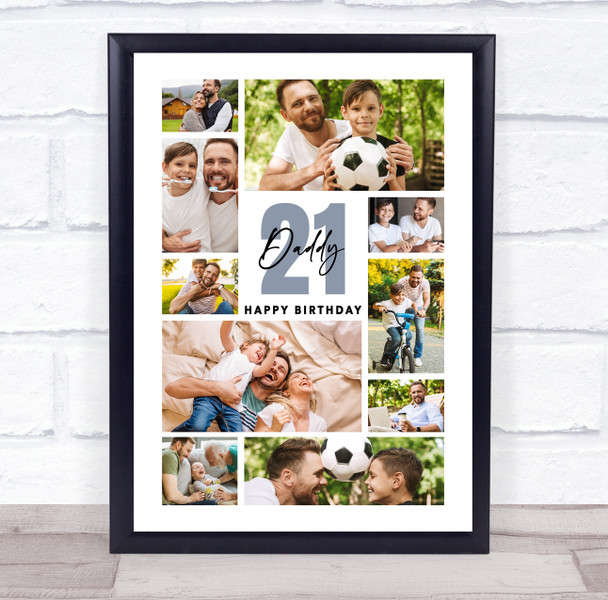 Photo Collage 21st Birthday Personalised Gift For Daddy 10-Photo Print Or Canvas