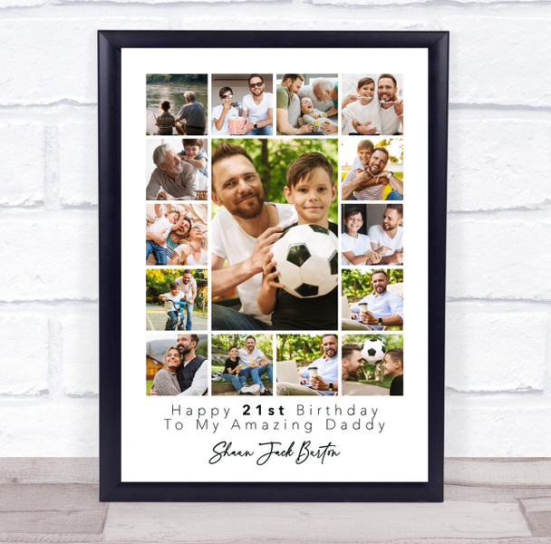 Photo Collage 21st Birthday Personalised Gift For Daddy 15-Photo Print Or Canvas