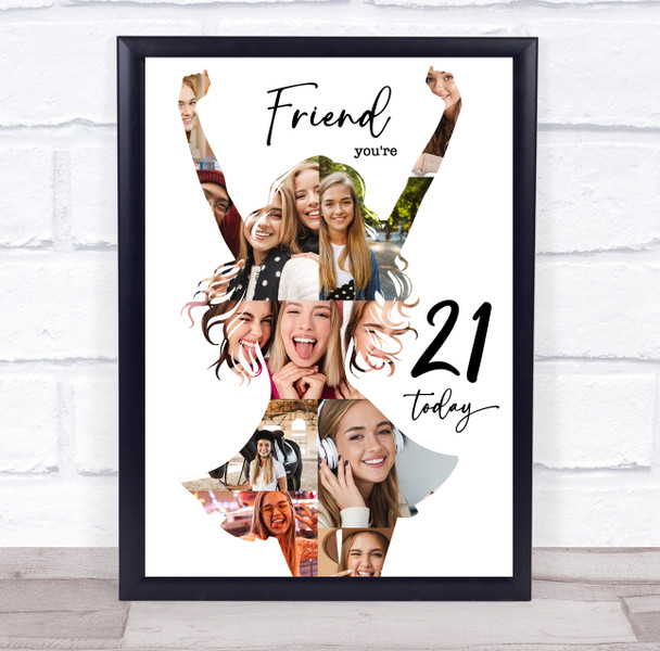 Photo Collage 21st Birthday Personalised Gift For Friend 9-Photo Print Or Canvas