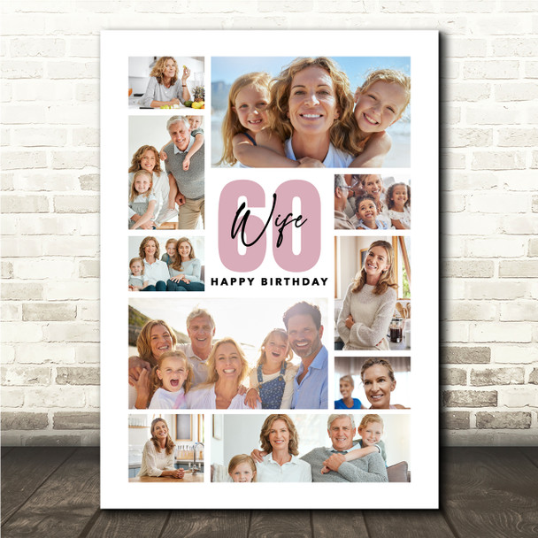 Photo Collage 60th Birthday Personalised Gift For Wife 10-Photo Print Or Canvas