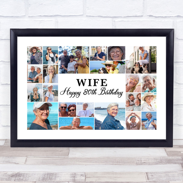 Photo Collage 80th Birthday Personalised Gift For Wife 22-Photo Print Or Canvas