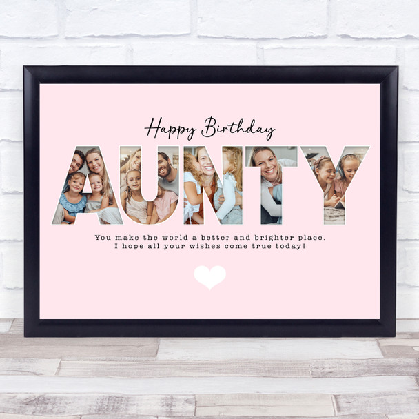 Photo Collage Pink 5-Photo Birthday Personalised Gift For Aunty Print Or Canvas