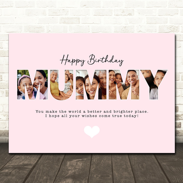 Photo Collage Pink 5-Photo Birthday Personalised Gift For Mummy Print Or Canvas