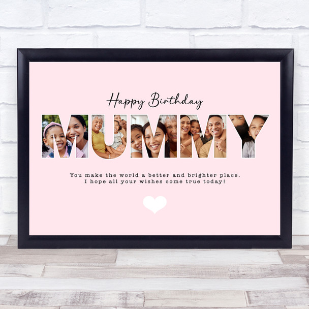 Photo Collage Pink 5-Photo Birthday Personalised Gift For Mummy Print Or Canvas