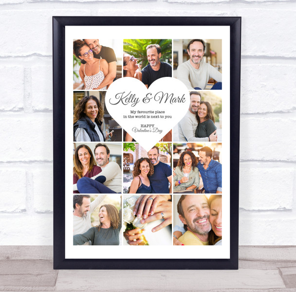 Photo Collage Valentine's Day Personalised Gift 13-Photo Heart Print Or Canvas