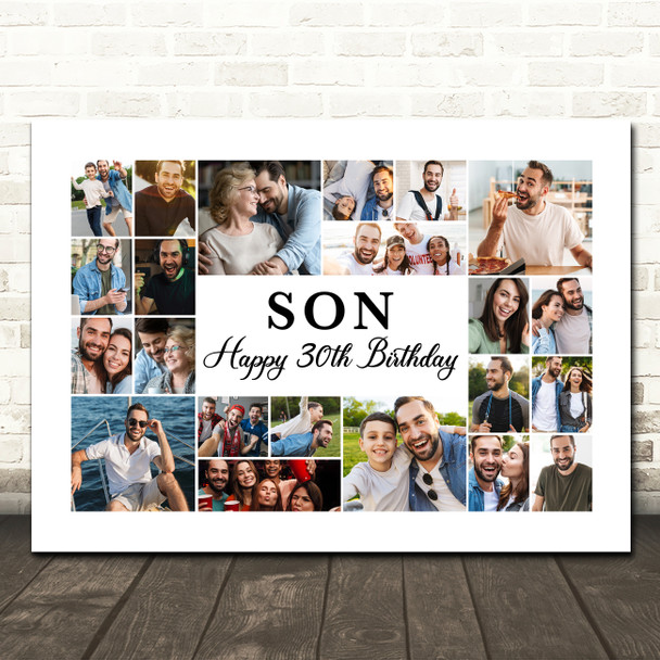 Photo Collage 30th Birthday Personalised Gift For Son 22-Photo Print Or Canvas