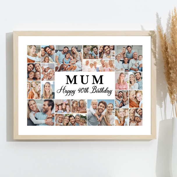 Photo Collage 40th Birthday Personalised Gift For Mum 22-Photo Print Or Canvas