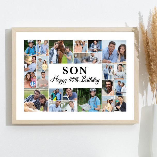 Photo Collage 40th Birthday Personalised Gift For Son 22-Photo Print Or Canvas