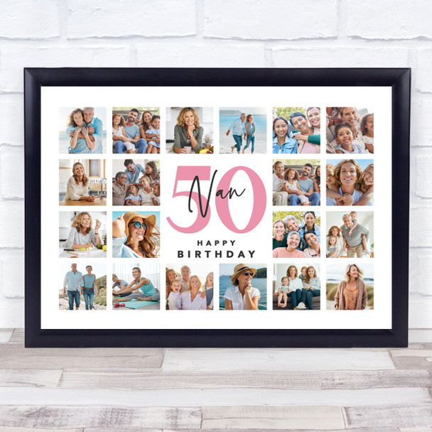 Photo Collage 50th Birthday Personalised Gift For Nan 20-Photo Print Or Canvas