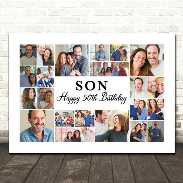 Photo Collage 50th Birthday Personalised Gift For Son 22-Photo Print Or Canvas