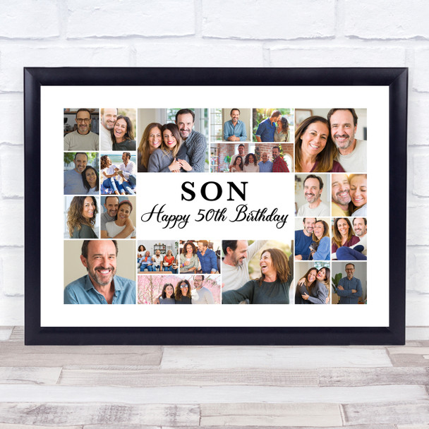 Photo Collage 50th Birthday Personalised Gift For Son 22-Photo Print Or Canvas
