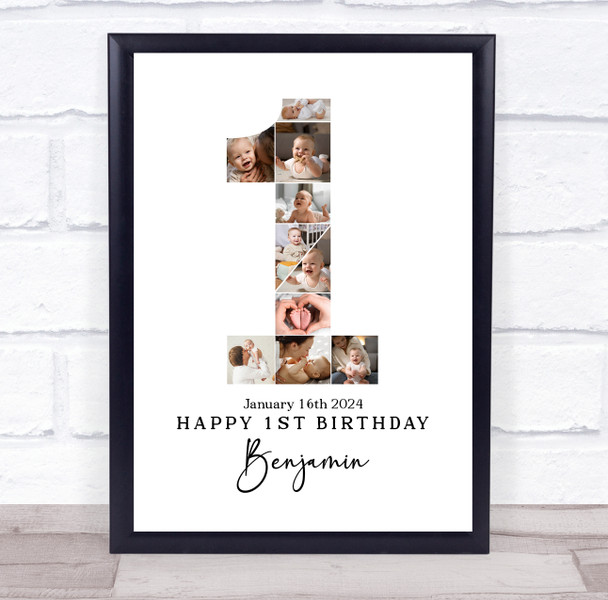 Photo Collage 10-Photo 1st Birthday Personalised Gift For Kids Print Or Canvas