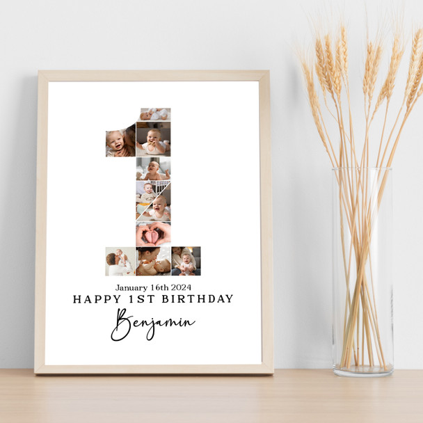 Photo Collage 10-Photo 1st Birthday Personalised Gift For Kids Print Or Canvas