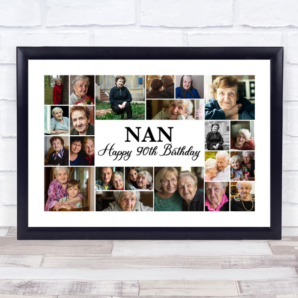 Photo Collage 90th Birthday Personalised Gift For Nan 22-Photo Print Or Canvas