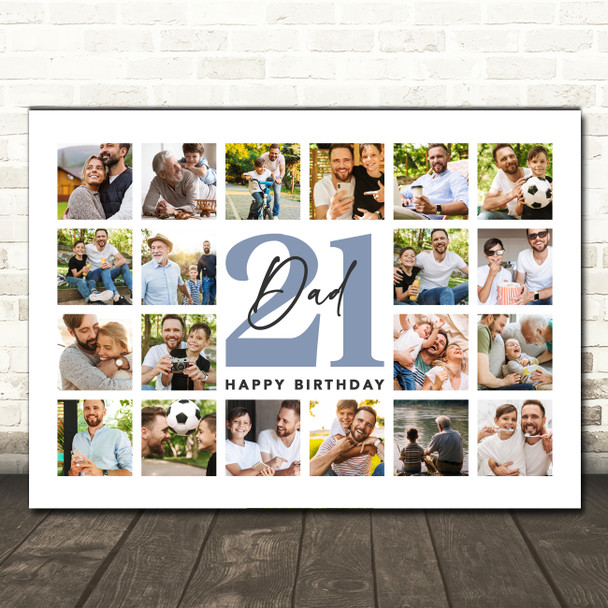 Photo Collage 21st Birthday Personalised Gift For Dad 20-Photo Print Or Canvas