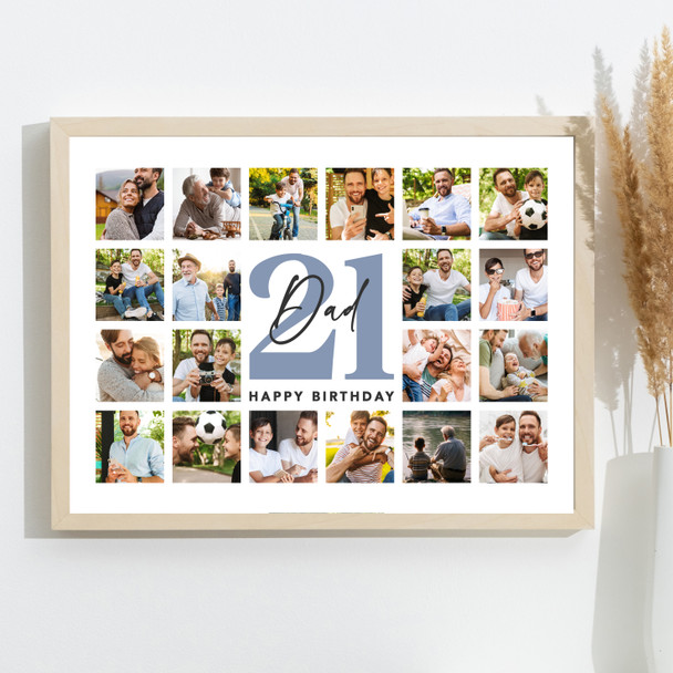Photo Collage 21st Birthday Personalised Gift For Dad 20-Photo Print Or Canvas