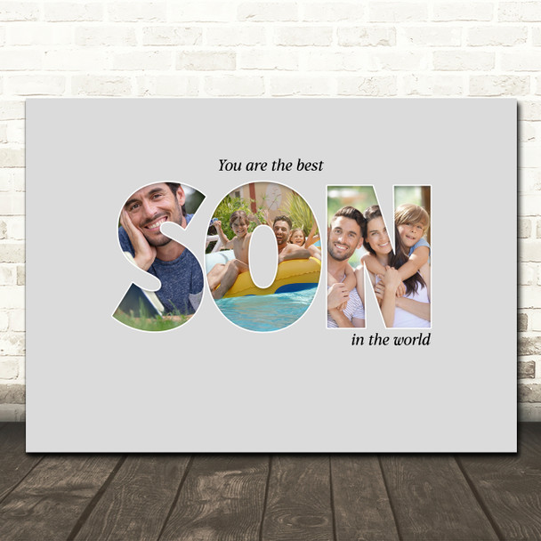 Photo Collage 3-Photo Personalised Gift For Son Any Occasion Print Or Canvas