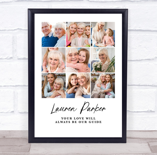 Photo Collage Memorial Personalised Gift For Anyone 9-Photo Print Or Canvas