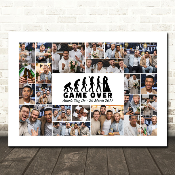 Photo Collage Stag Do Personalised Gift 22-Photo Game Over Print Or Canvas