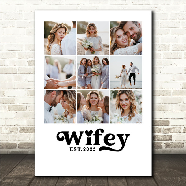 Photo Collage Wedding 8-Photo Personalised Gift For Wifey Print Or Canvas
