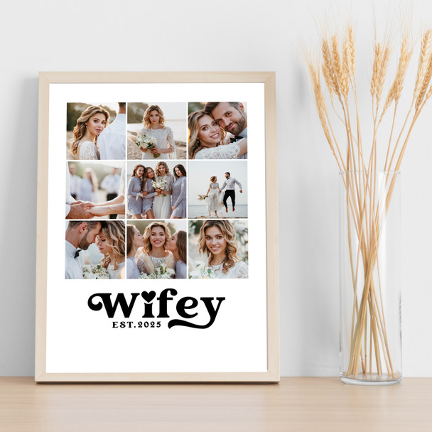 Photo Collage Wedding 8-Photo Personalised Gift For Wifey Print Or Canvas