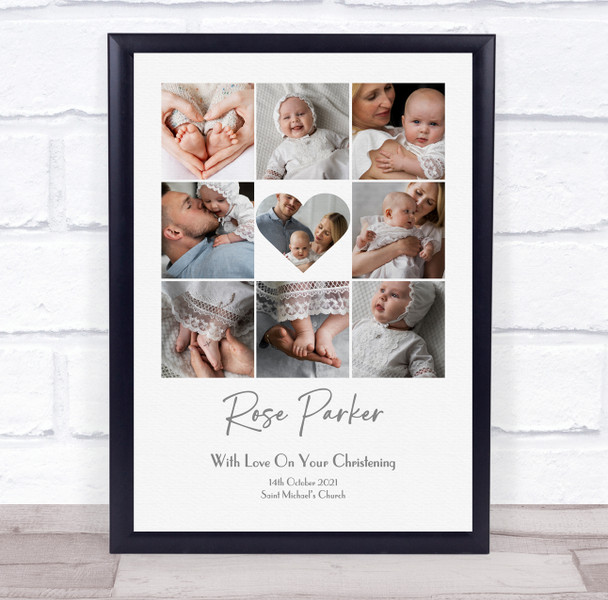 Photo Collage Christening Personalised Gift 9-Photo Heart Print Or Canvas Photo Collage Christening Personalised Gift 9-Photo Heart Print Or Canvas