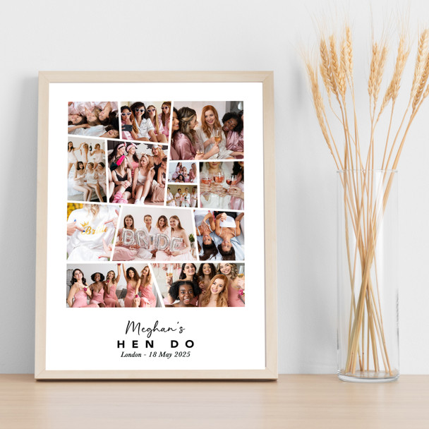Photo Collage Hen Do Personalised Gift For Bride 13-Photo Print Or Canvas Photo Collage Hen Do Personalised Gift For Bride 13-Photo Print Or Canvas