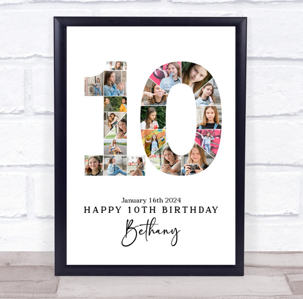 Photo Collage 20-Photo 10th Birthday Personalised Gift Print Or Canvas