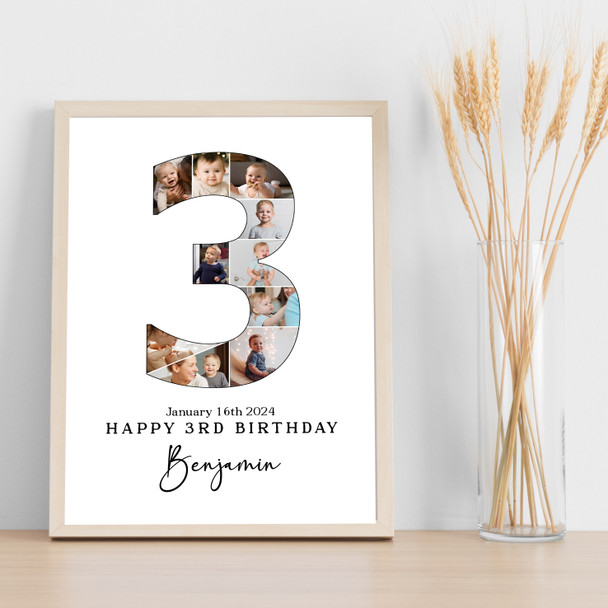 Photo Collage 10-Photo 3rd Birthday Personalised Gift Print Or Canvas