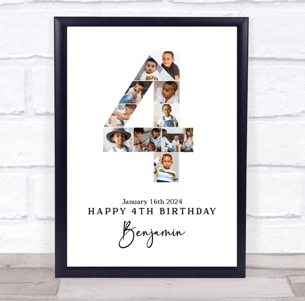 Photo Collage 10-Photo 4th Birthday Personalised Gift Print Or Canvas