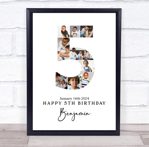 Photo Collage 10-Photo 5th Birthday Personalised Gift Print Or Canvas