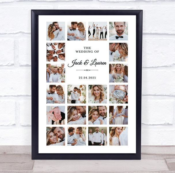 Photo Collage Wedding Day Personalised Gift 20-Photo Print Or Canvas