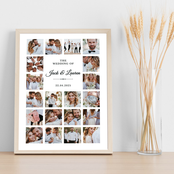 Photo Collage Wedding Day Personalised Gift 20-Photo Print Or Canvas