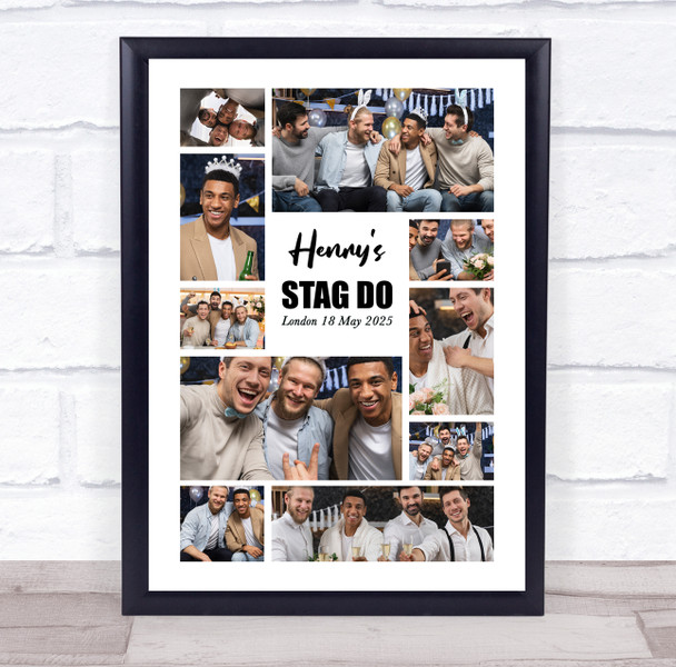 Photo Collage Stag Do Personalised Gift 10-Photo Print Or Canvas