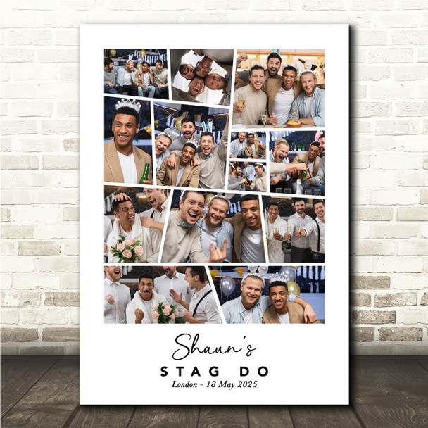 Photo Collage Stag Do Personalised Gift 13-Photo Print Or Canvas