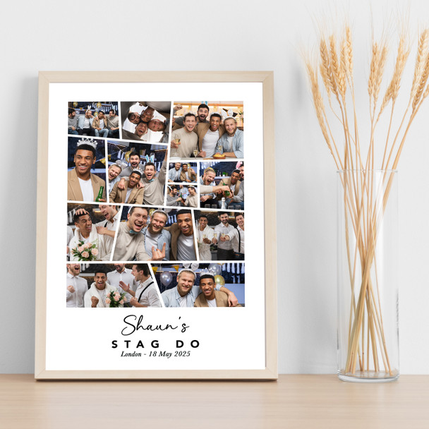 Photo Collage Stag Do Personalised Gift 13-Photo Print Or Canvas