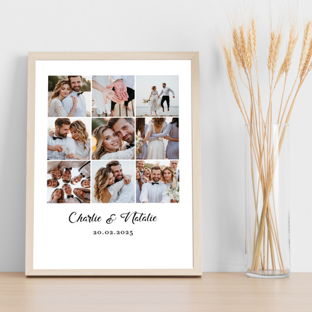 Photo Collage Wedding Personalised Gift 9-Photo Print Or Canvas