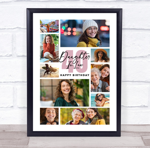 Photo Collage 40th Birthday Gift For Daughter-In-Law 10-Photo Print Or Canvas