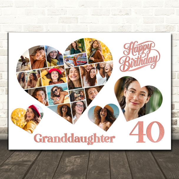 Photo Collage 40th Birthday Gift For Granddaughter 20-Photo s Print Or Canvas