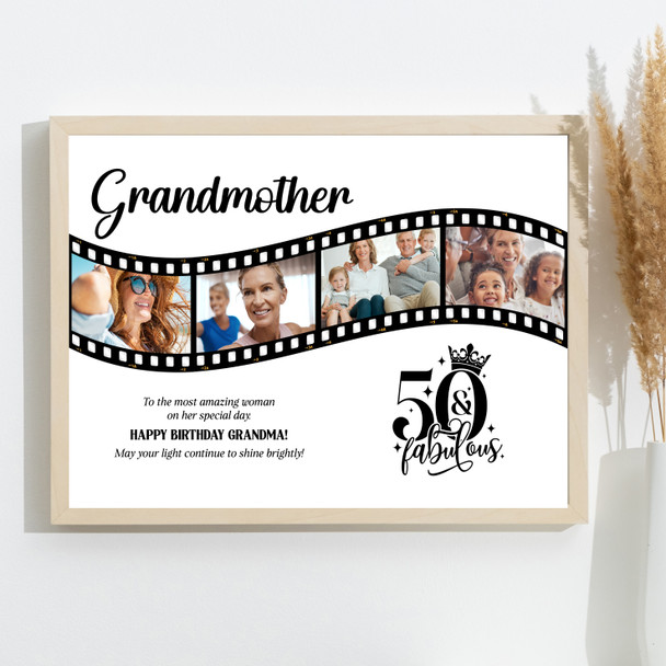 Photo Collage 50th Birthday Gift For Grandmother 4-Photo Film Print Or Canvas