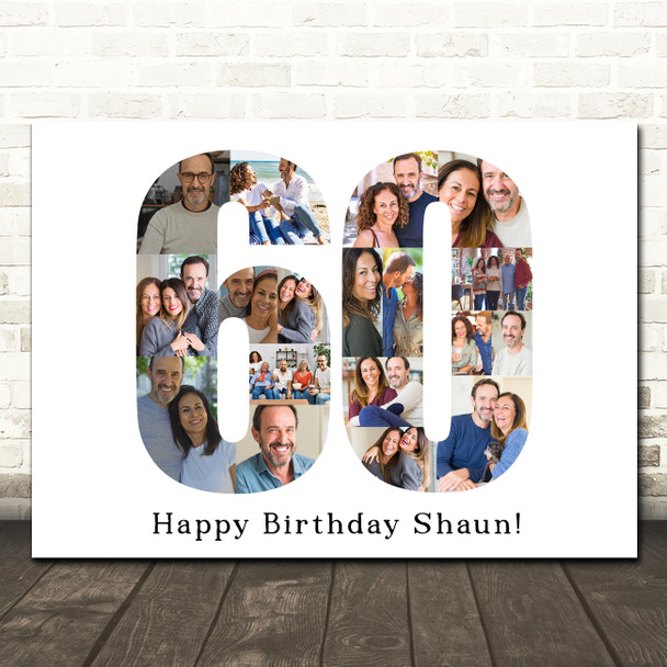 Photo Collage 60th Birthday 18-Photo Birthday Gift For Him 60 Print Or Canvas