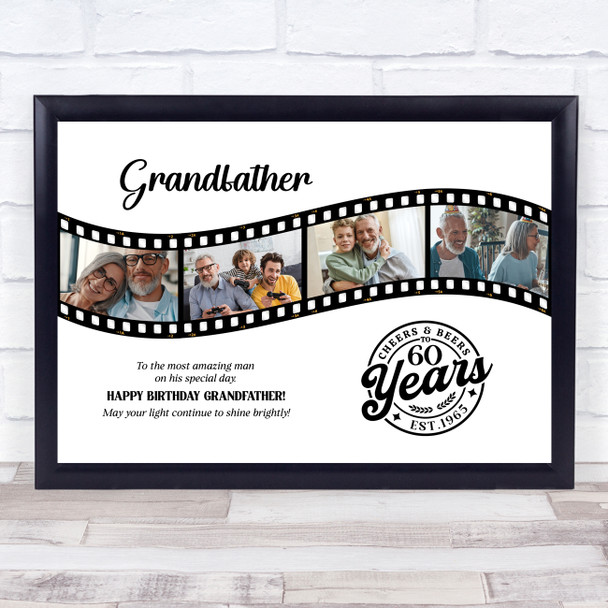 Photo Collage 60th Birthday Gift For Grandfather 4-Photo Film Print Or Canvas