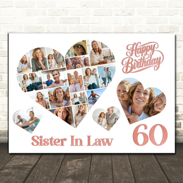 Photo Collage 60th Birthday Gift For Sister-In-Law 20-Photo s Print Or Canvas