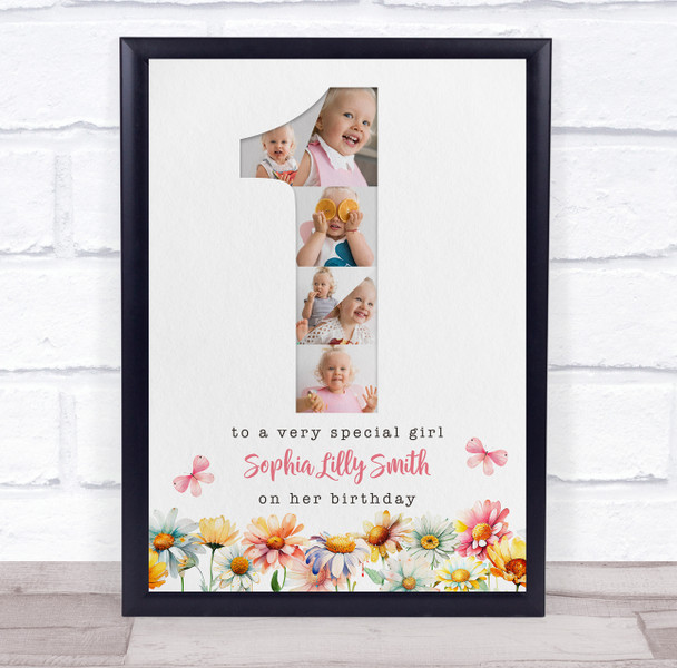 Photo Collage 6-Photo 1st Birthday Gift For Kids Girls Floral Print Or Canvas Photo Collage 6-Photo 1st Birthday Gift For Kids Girls Floral Print Or Canvas