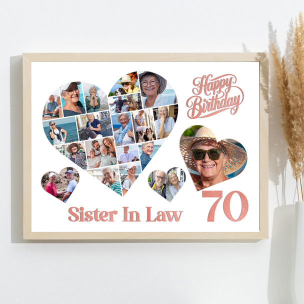 Photo Collage 70th Birthday Gift For Sister-In-Law 20-Photo s Print Or Canvas
