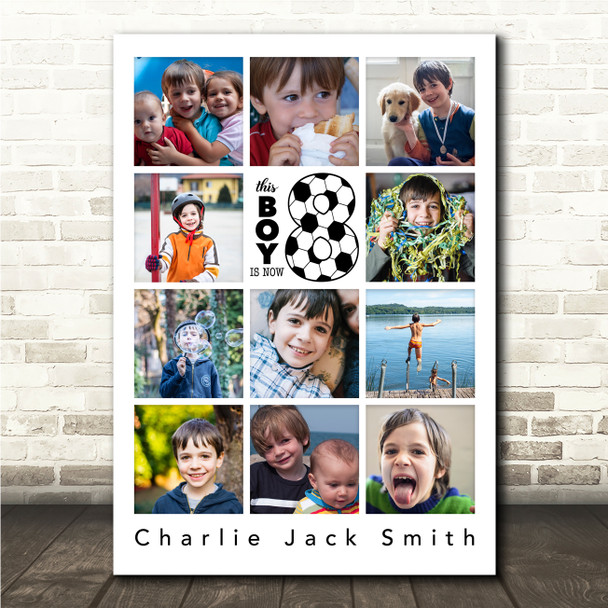 Photo Collage 11-Photo 8th Birthday Custom Gift For Kids Boys Print Or Canvas