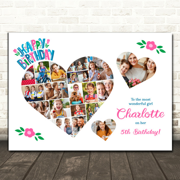 Photo Collage Kids Birthday Gift For Girls Any Age 20-Photo s Print Or Canvas